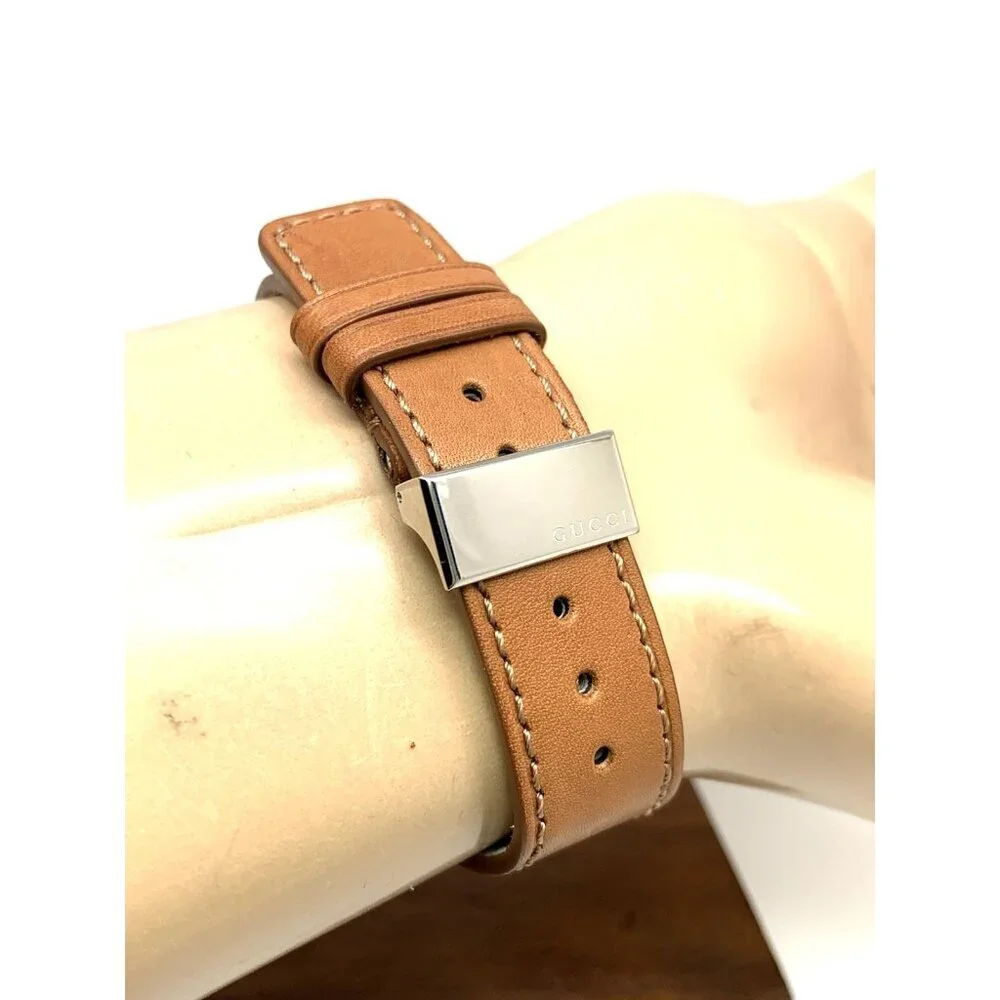 Gucci Men's Watch YA126302 G-Timeless Swiss Quartz Gray Dial Brown Leather 40mm